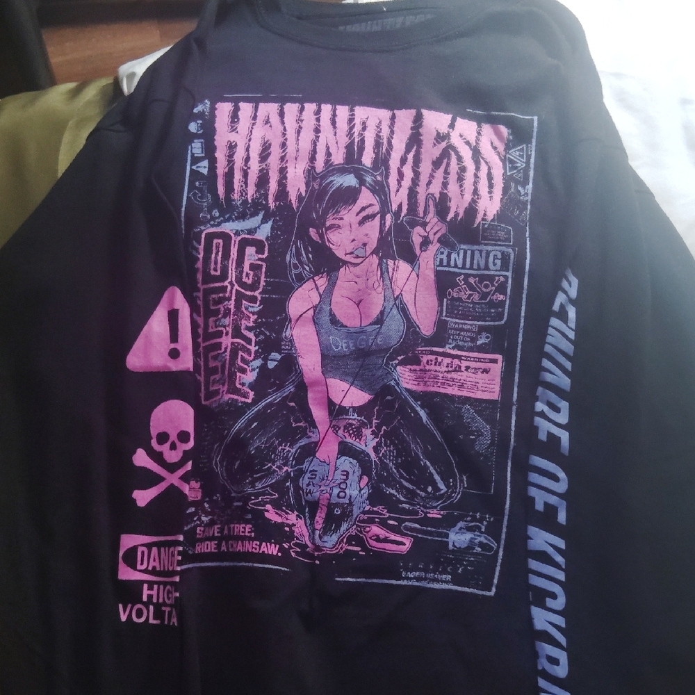 Black and Pink Graphic Long Sleeve Shirt